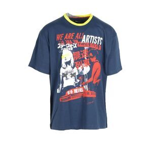 Frankie Morello Rebellious Sound Visionary Graphic Tee Men Blue Shirts